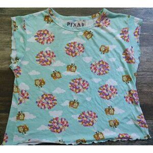 Pixar Up Sleepwear Shirt Blue Balloon Disney Cap Sleeve Colorful Kids XL 16-18
